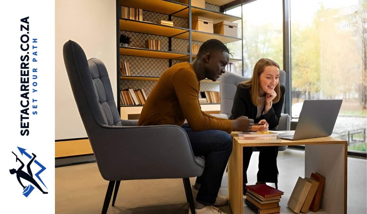 Young law graduates working in an office environment