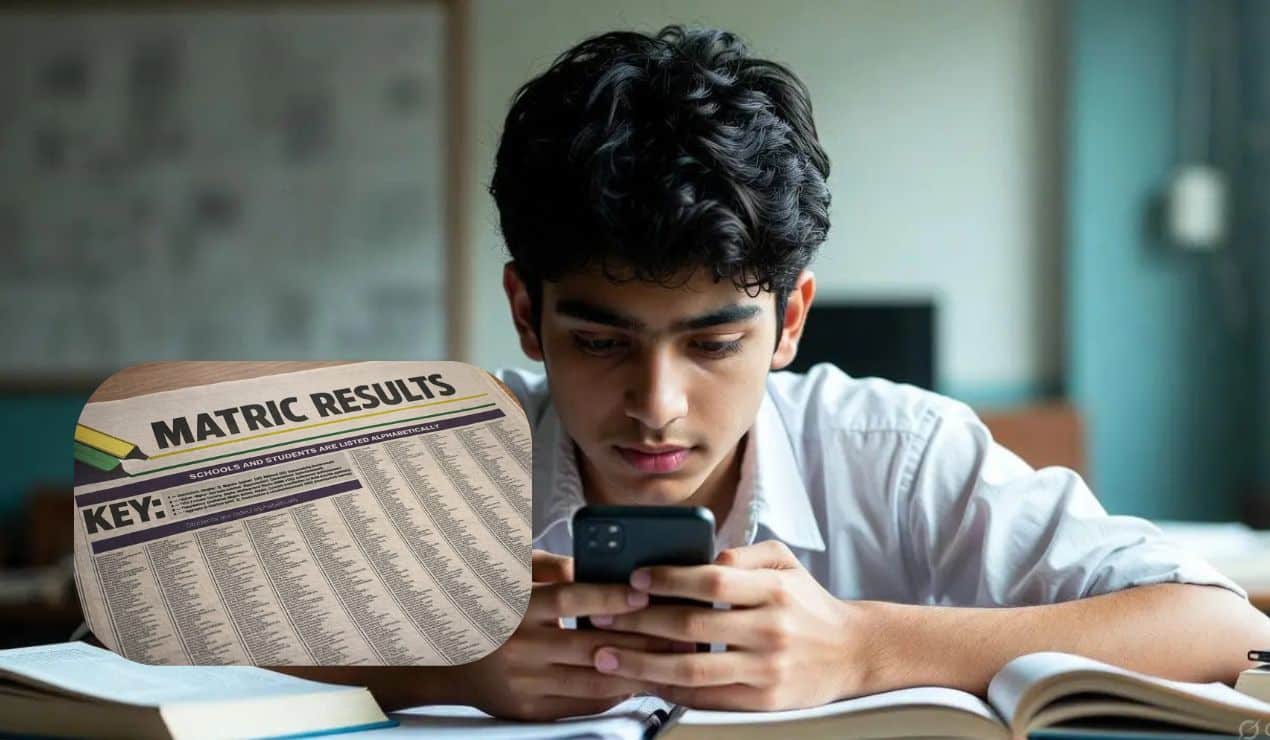 Learner checking matric results online in South Africa