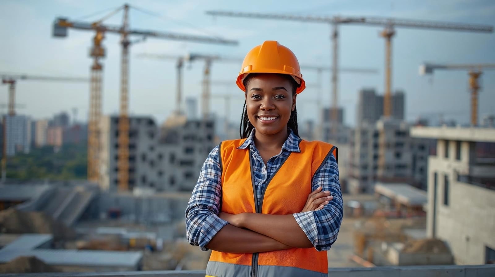 Civil engineering student at a South African construction site supported by Power Construction bursary