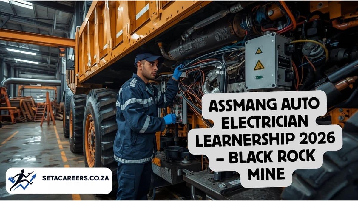 Auto Electrician learner working on mining truck electrical system at Black Rock Mine Northern Cape