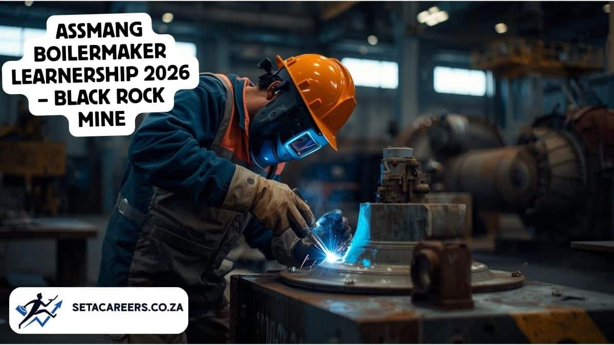 Boilermaker learner welding structural steel at Black Rock Mine Northern Cape
