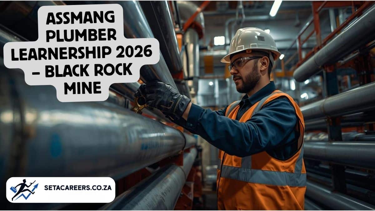 Plumber learner installing industrial piping at Black Rock Mine Northern Cape