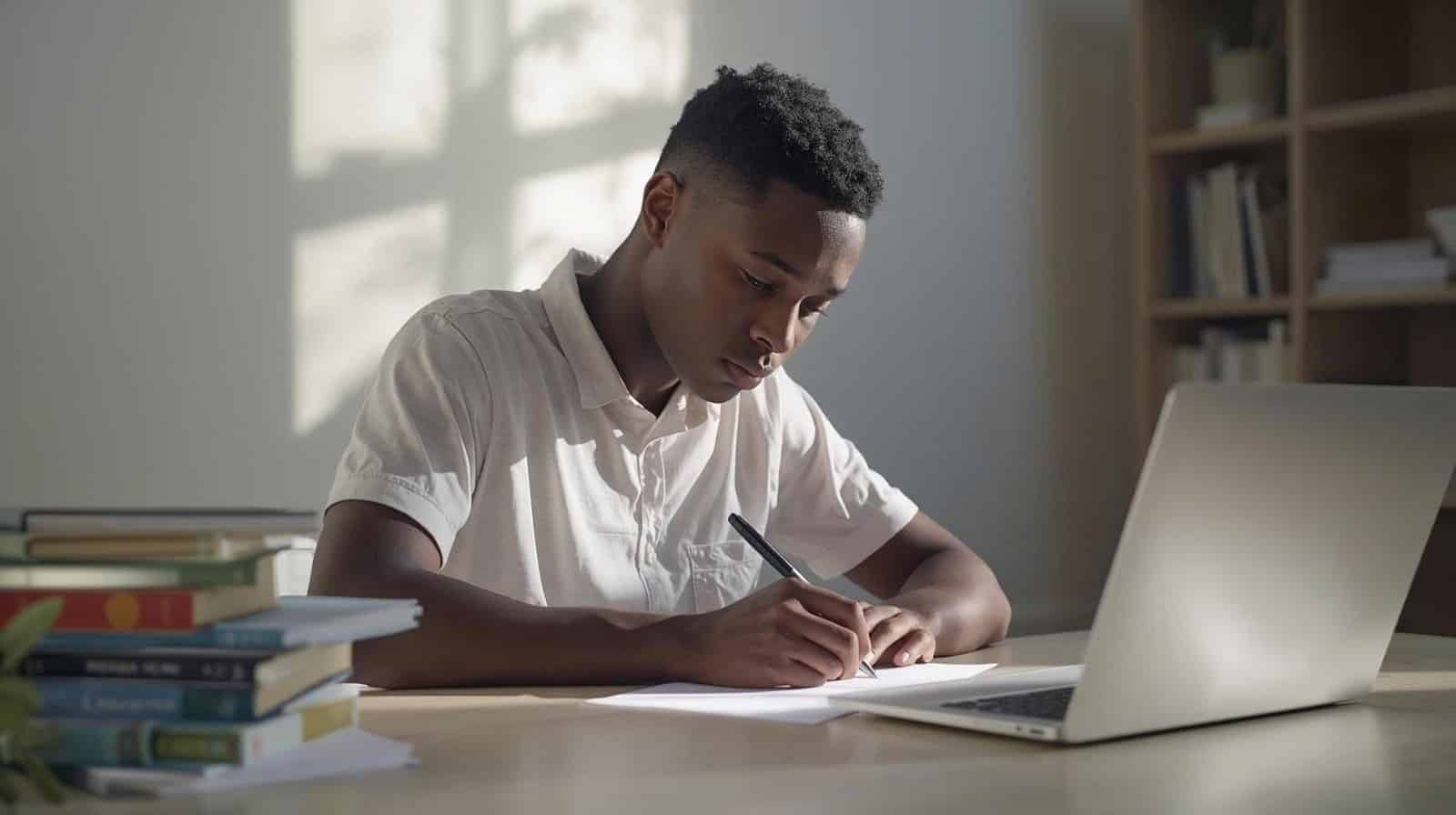 Student writing a bursary motivational letter for funding application in South Africa 2026