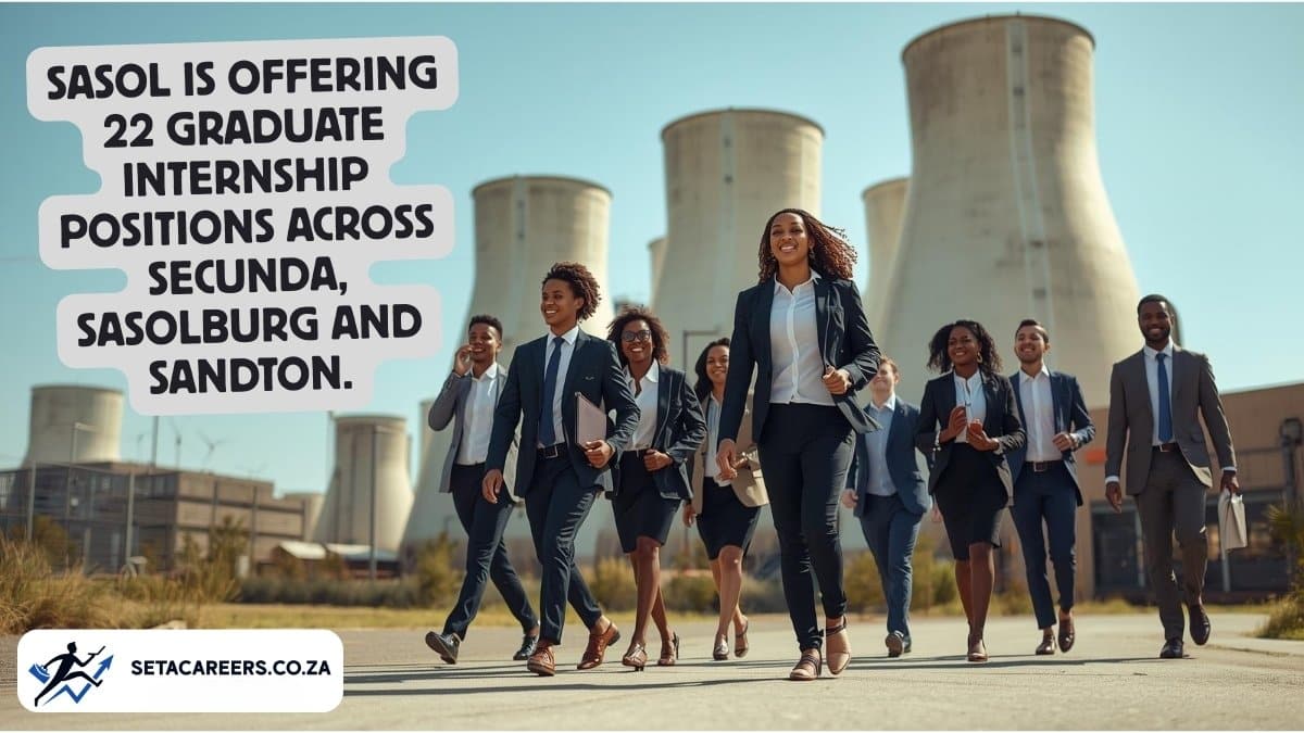 Young graduates outside Sasol Secunda facility applying for 2026 internship programme