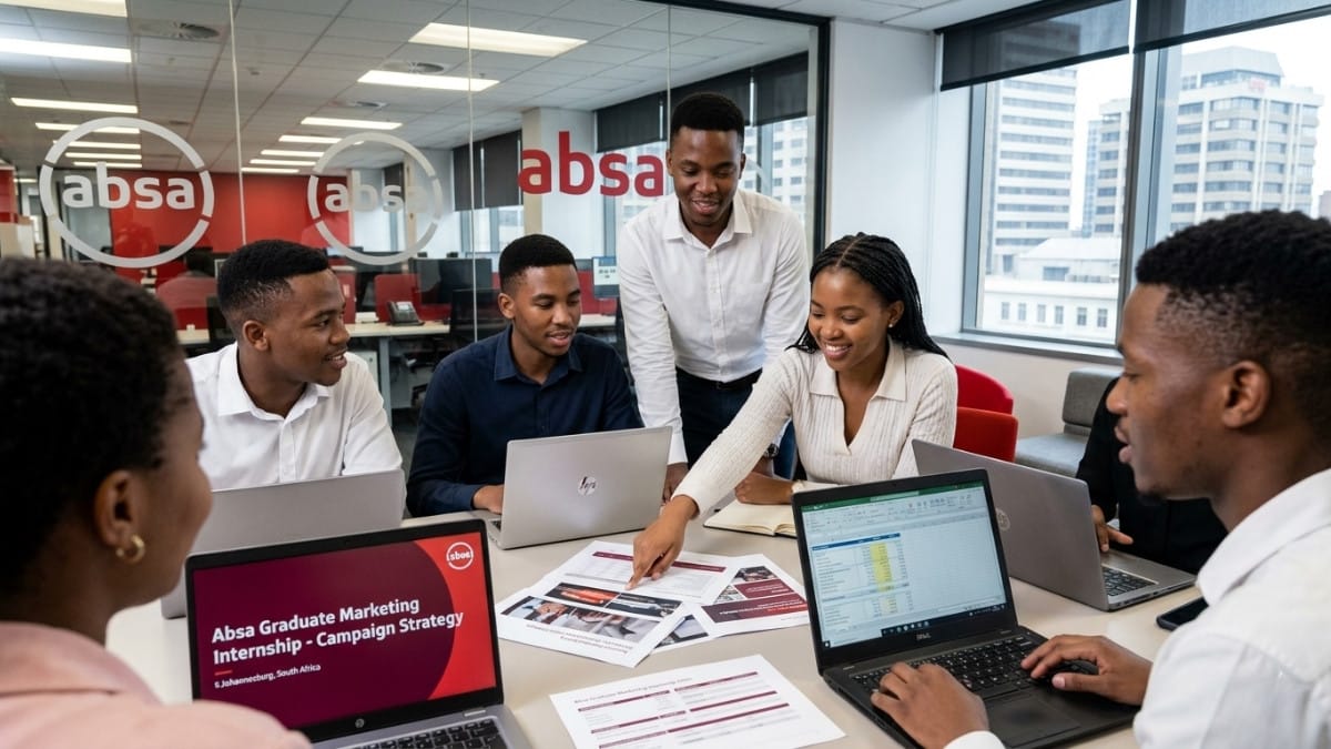 Marketing graduate intern working in a banking office environment