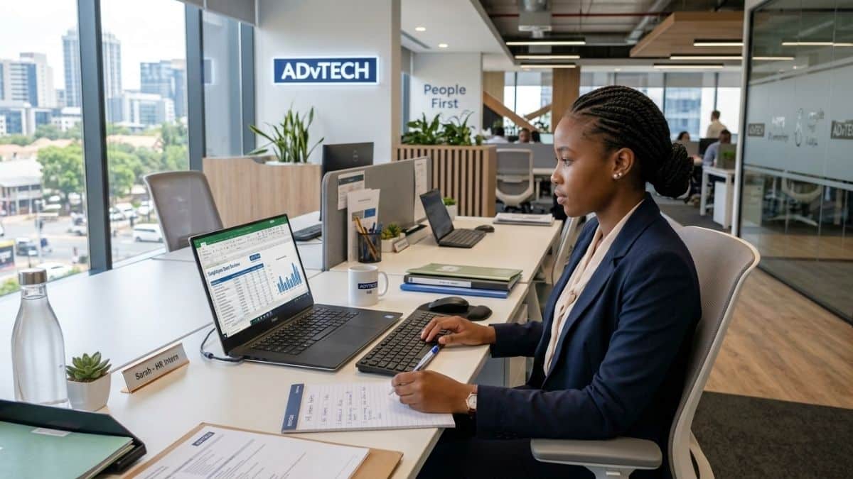 HR intern working in corporate office in Sandton managing employee data