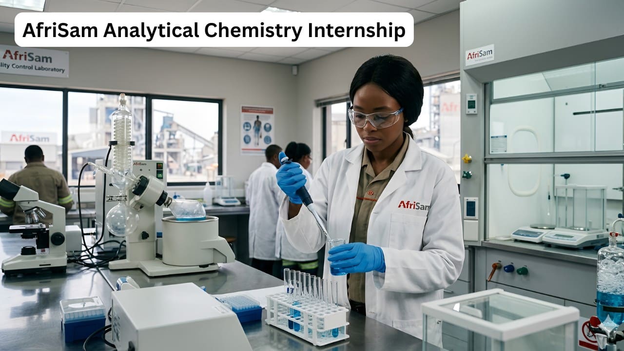 Analytical chemistry intern performing laboratory testing in industrial environment