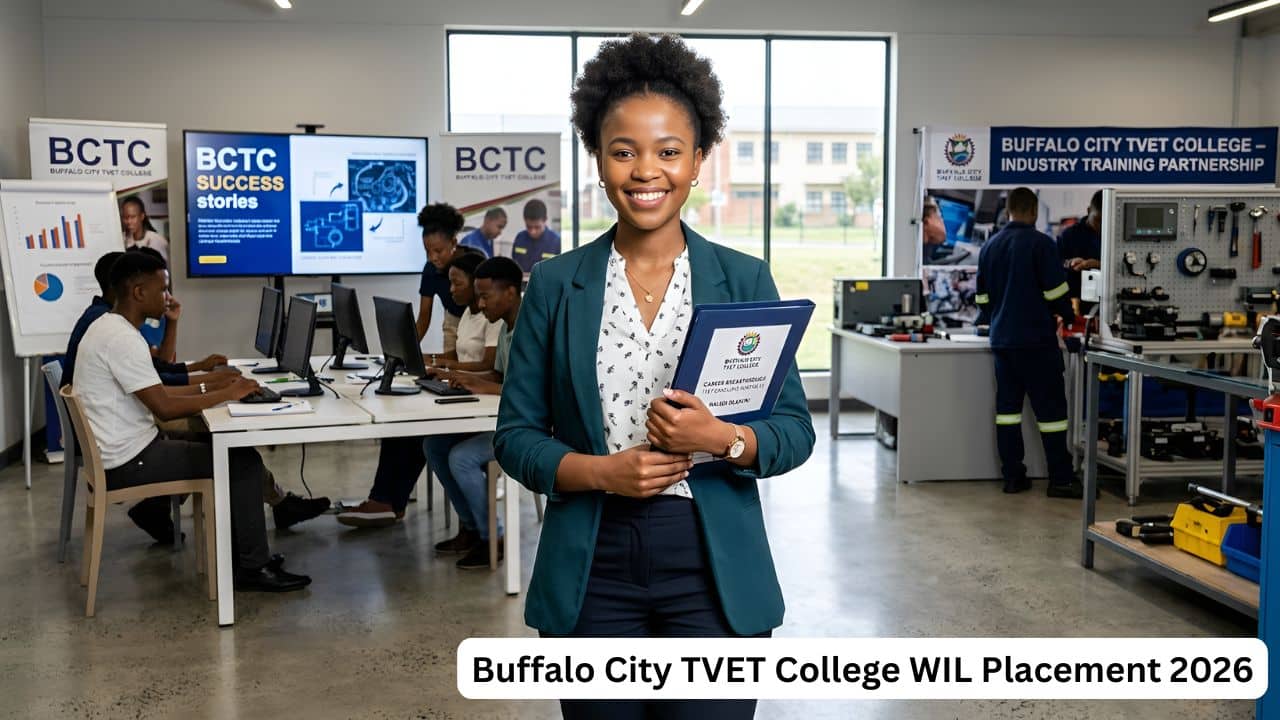 Young TVET graduate preparing documents for a workplace placement opportunity