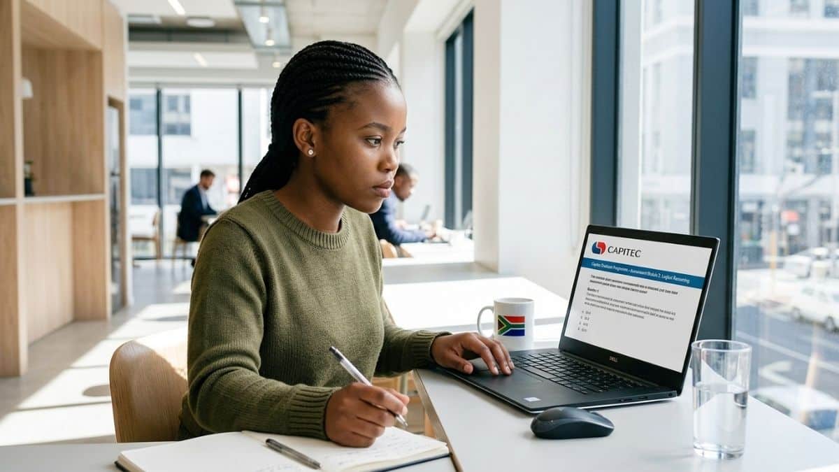 Candidate completing Capitec online assessment for learnership