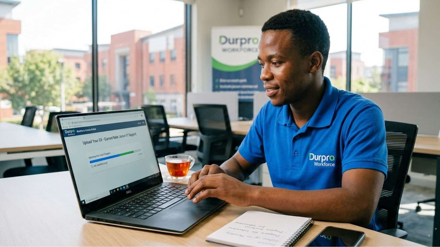 Job seeker uploading CV for entry-level jobs in South Africa