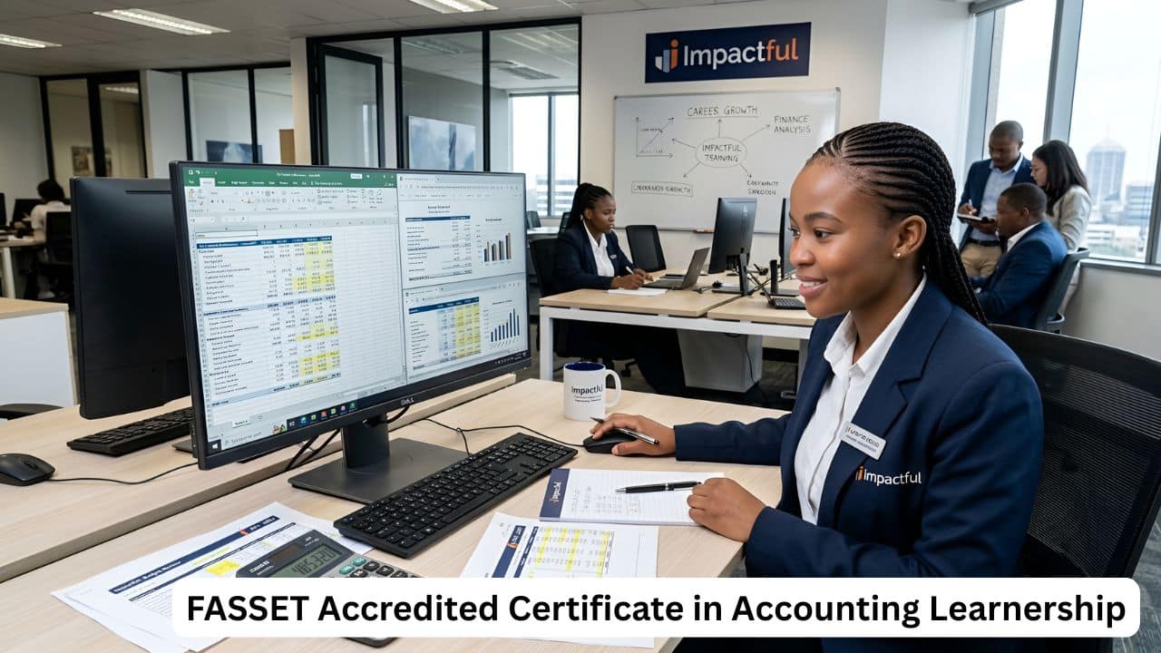 FASSET-accredited Certificate in Accounting learnership with learner working on finance tasks at a desk
