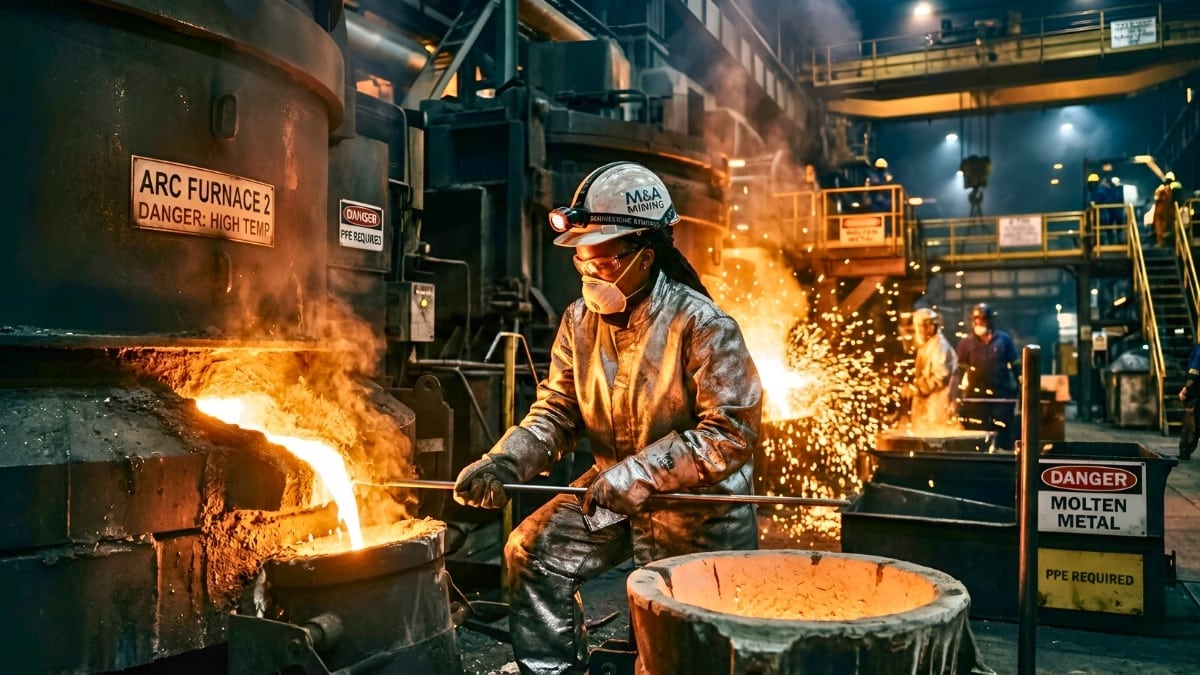 Engineering student completing P1 P2 training at Glencore Lion Smelter
