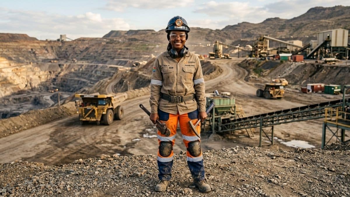 Harmony Gold learnership trainee in mining environment South Africa