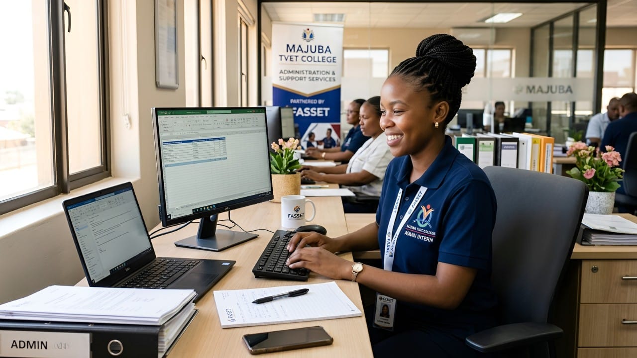 Office Administration intern working at Newcastle Training Centre in South Africa
