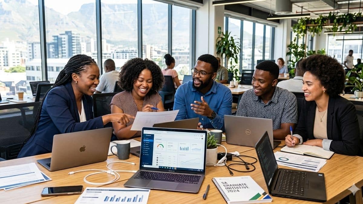 MMSEZ internship graduates working in office environment