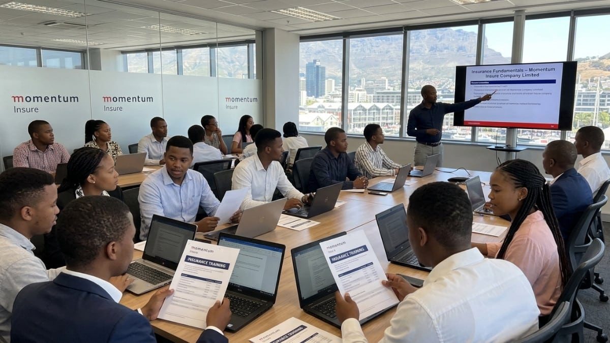 Young trainees participating in the Momentum Insure Short-Term Insurance Learnership in Cape Town