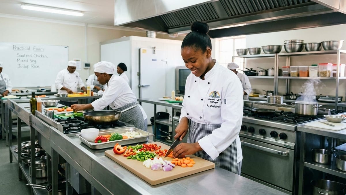 Culinary student receiving professional cookery training at Mopani TVET College