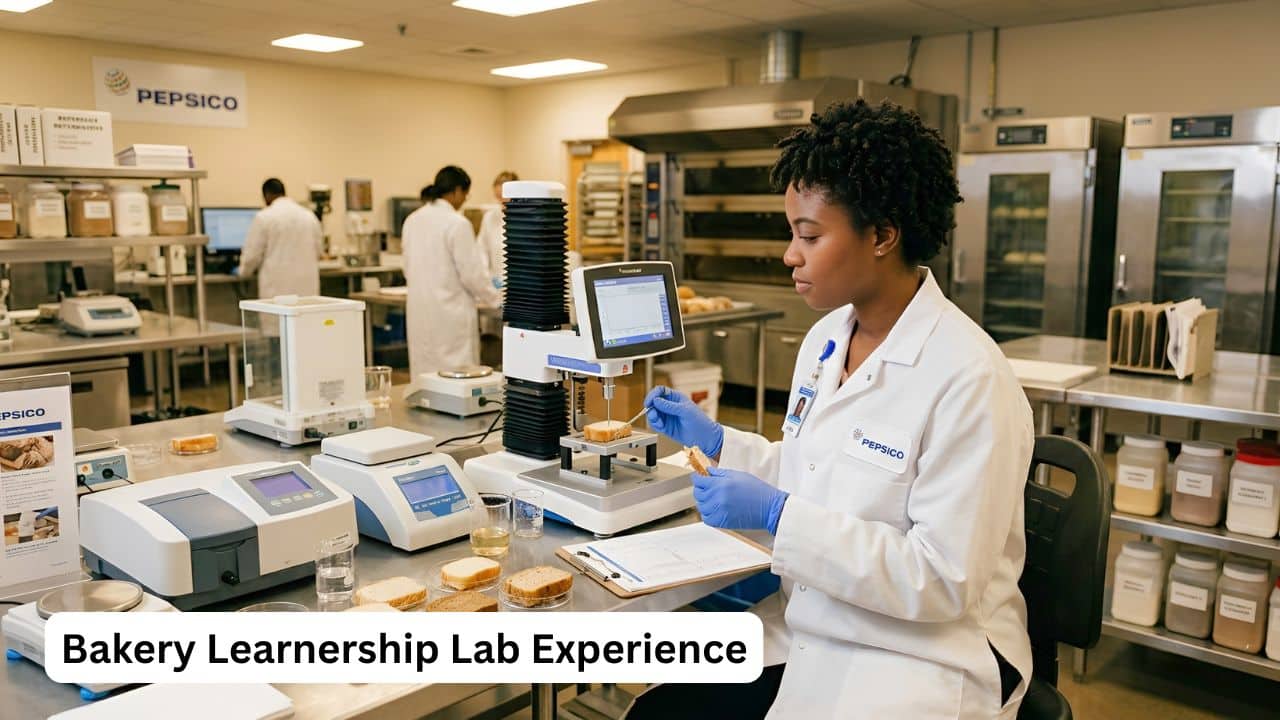 Student performing bakery product testing in R&D lab Cape Town