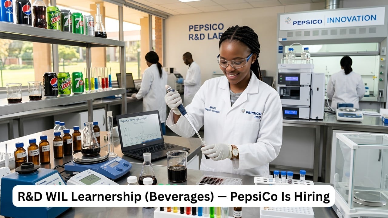 R&D WIL Learnership Beverages PepsiCo Ceres 2026 – student conducting lab tests in beverage research facility