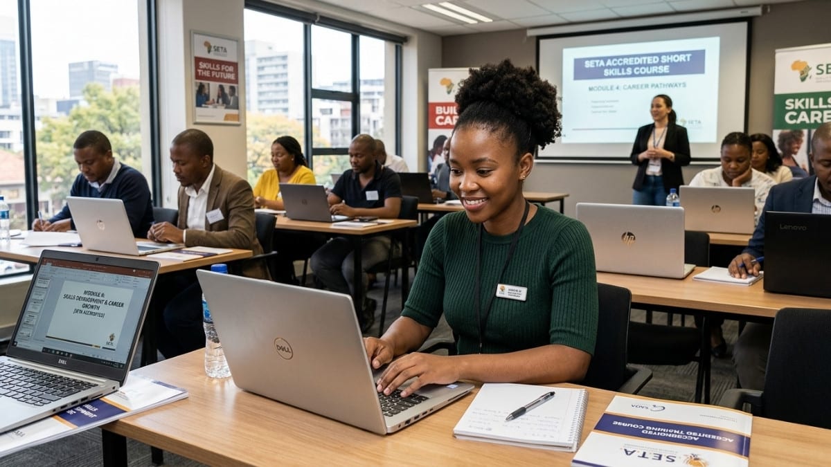 Student attending SETA accredited short course training in South Africa