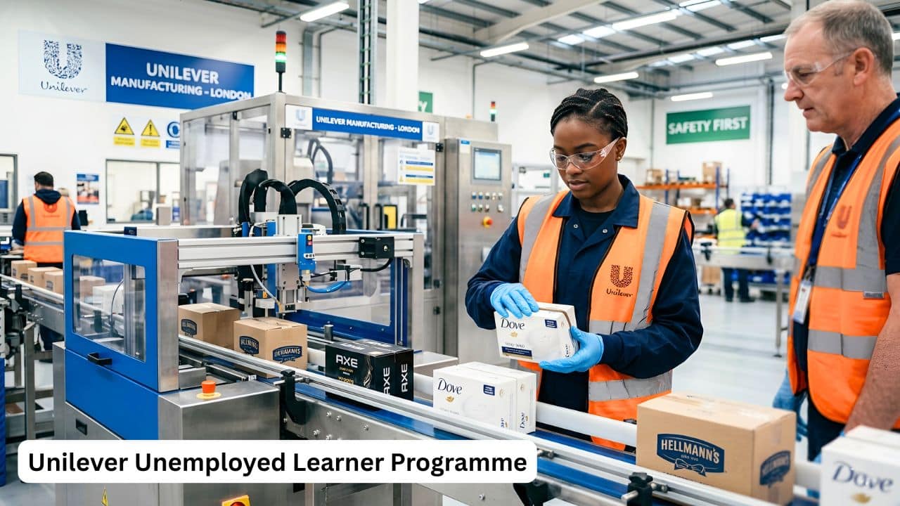 Young learner working beside an automated packaging line in a modern factory