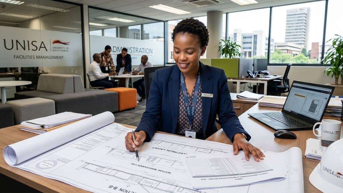 UNISA graduate working in facilities management internship in Pretoria