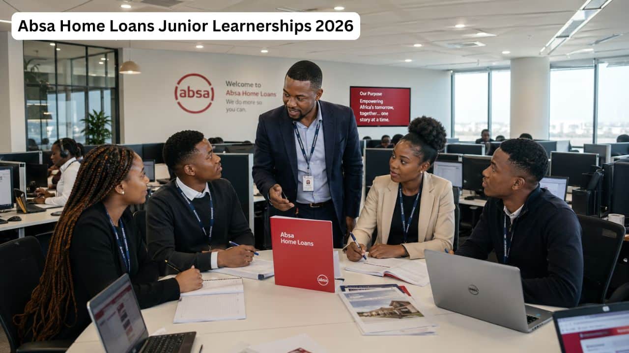 Young South African banking learners receiving customer service and home loans training at Absa