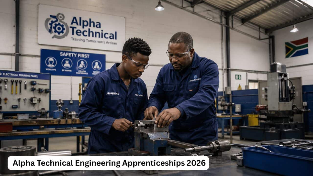 South African engineering apprentice receiving hands-on technical training in a workshop