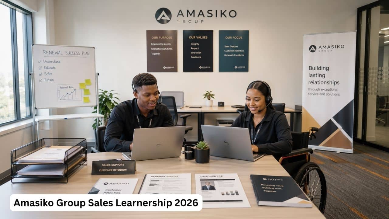 Young South African graduates in an inclusive sales support office environment working on customer retention tasks