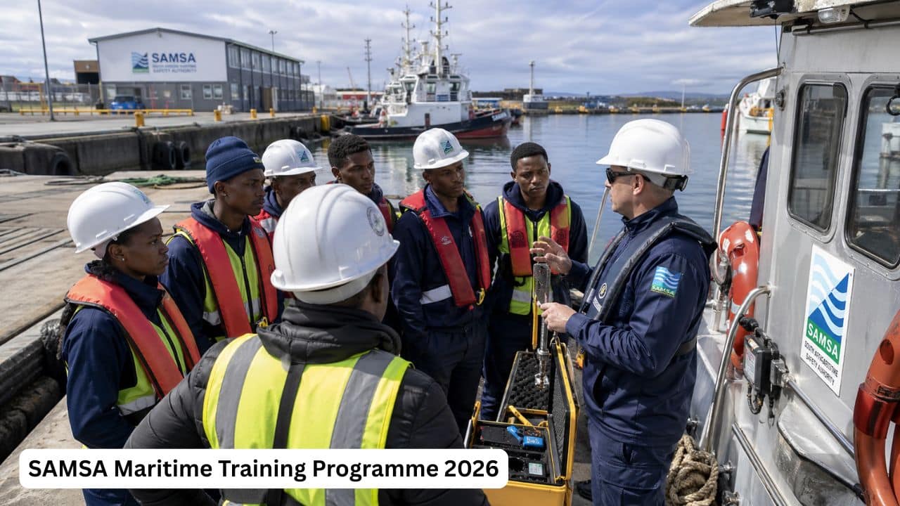 SAMSA maritime trainees receiving small vessel inspection training during a Work Integrated Learning programme.