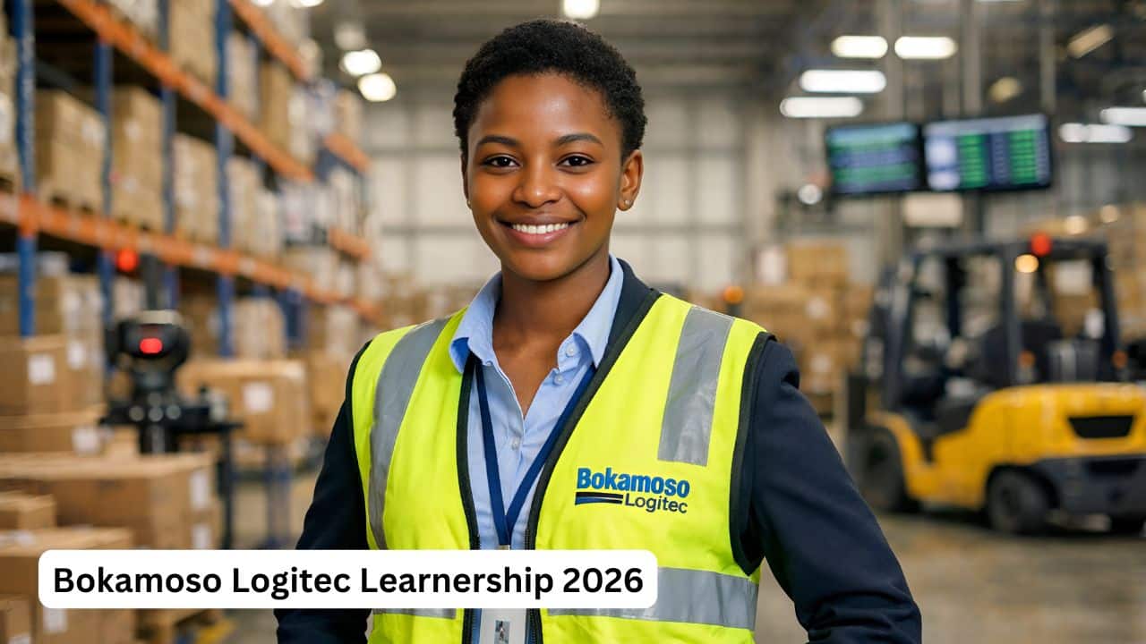 Young warehouse and logistics trainee at a modern distribution centre for the Bokamoso Logitec Learnership 2026