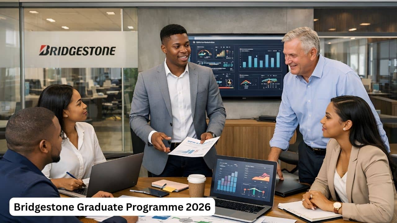 South African graduates in a professional automotive company office during a Bridgestone graduate programme