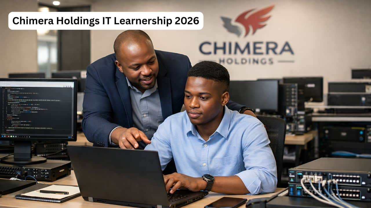 Young South African IT learnership candidate in a modern technology office