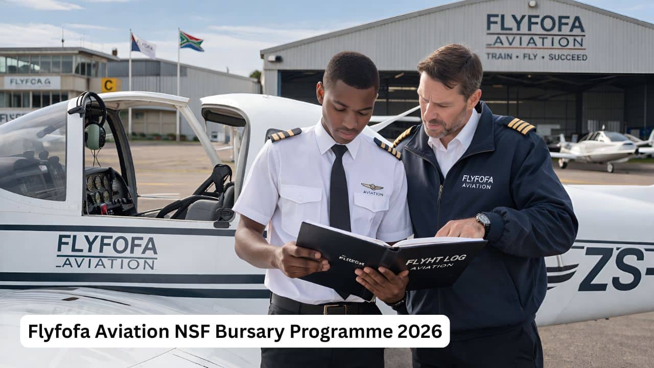 Young South African pilot trainee reviewing a logbook during advanced flight training