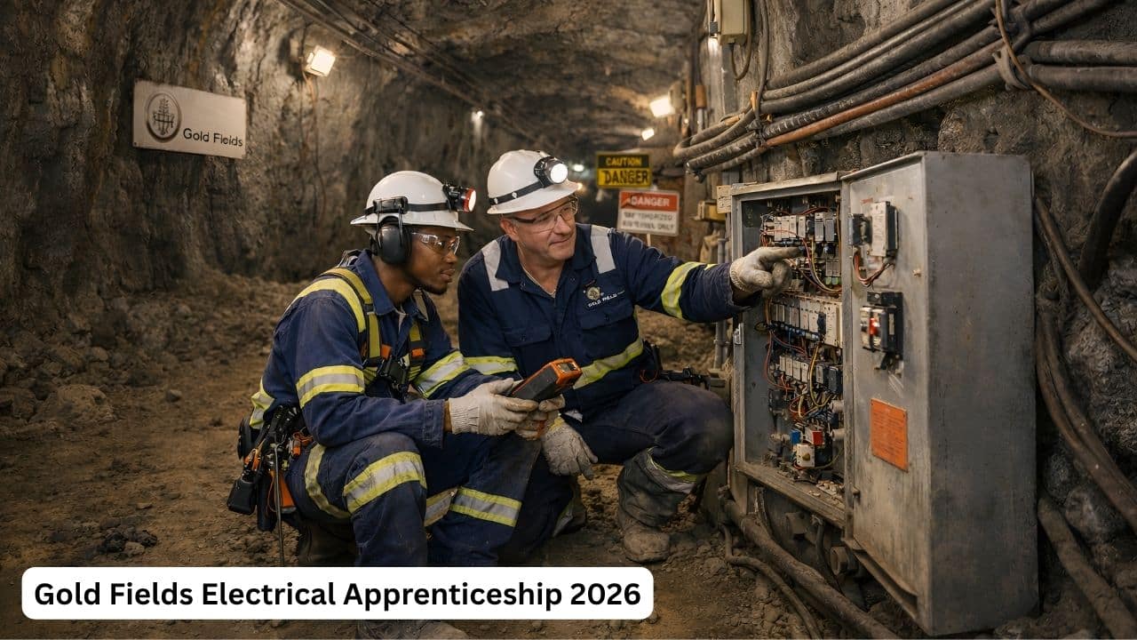 Gold Fields electrical apprentice inspecting underground mining equipment during hands-on trade training