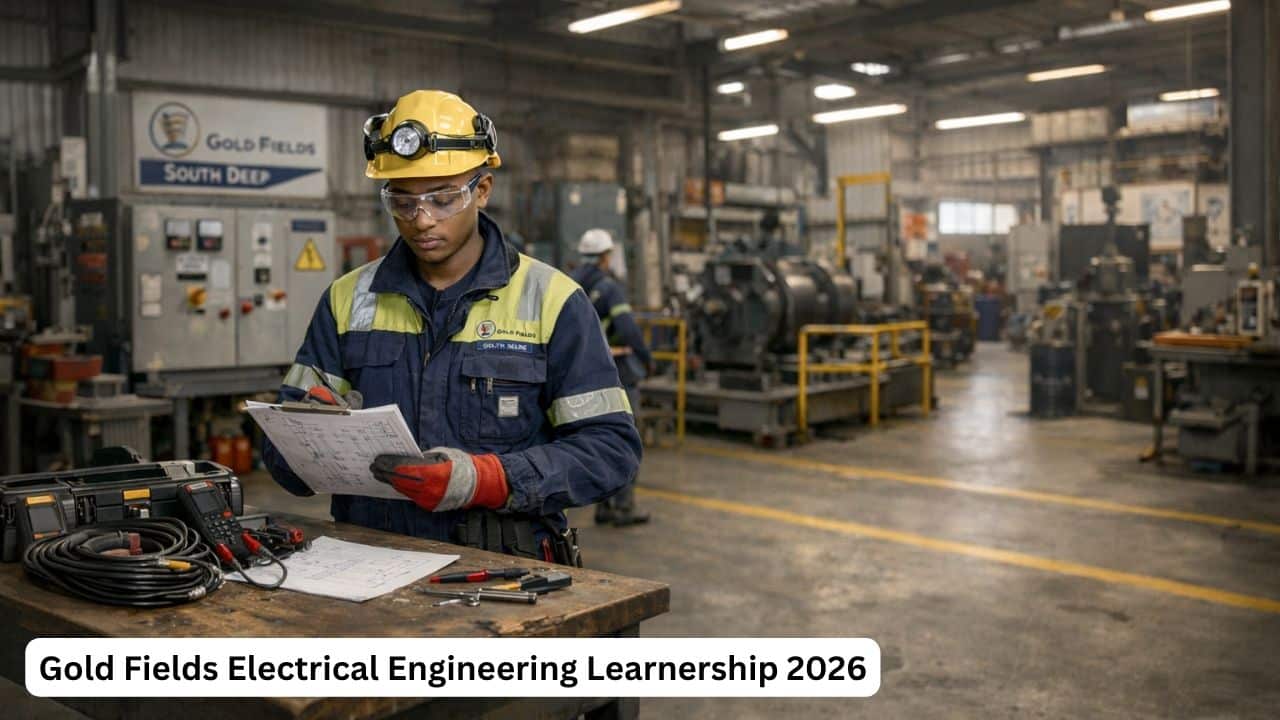 Young South African electrical engineering learner in safety gear during artisan training