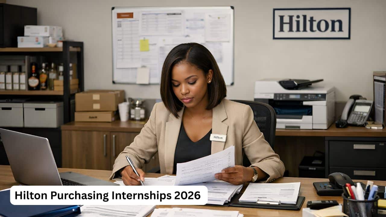 Young South African intern working on procurement documents during the Hilton Purchasing Internship in Cape Town