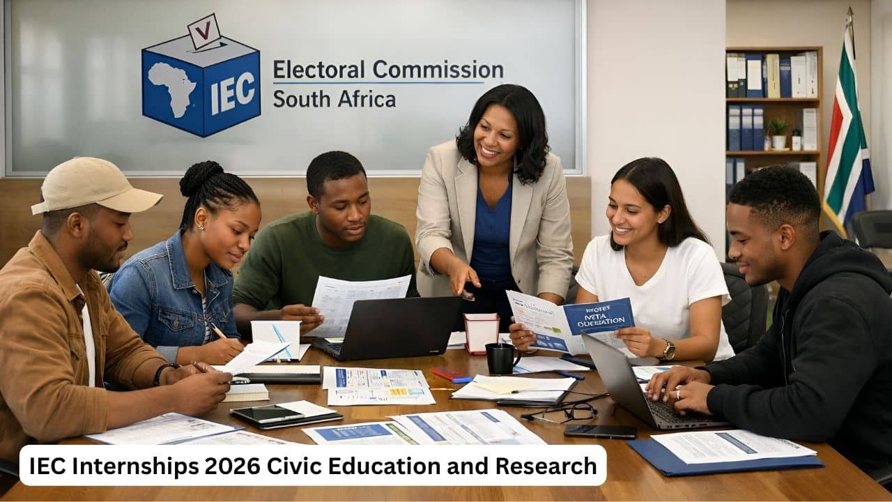 South African graduates working in a civic education and research internship office environment