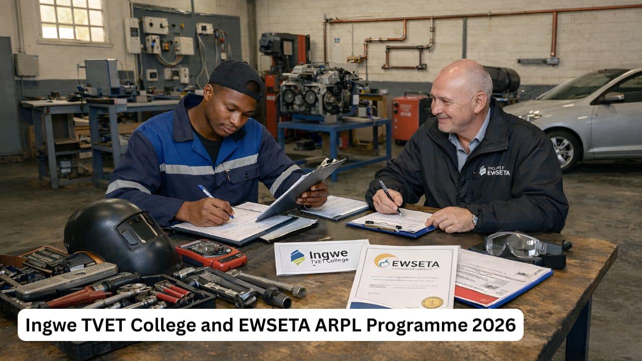 South African artisan candidate reviewing trade experience documents for the Ingwe TVET College and EWSETA ARPL Programme 2026