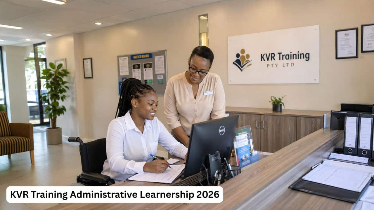 Young South African learner gaining office administration experience during the KVR Training Administrative Learnership.