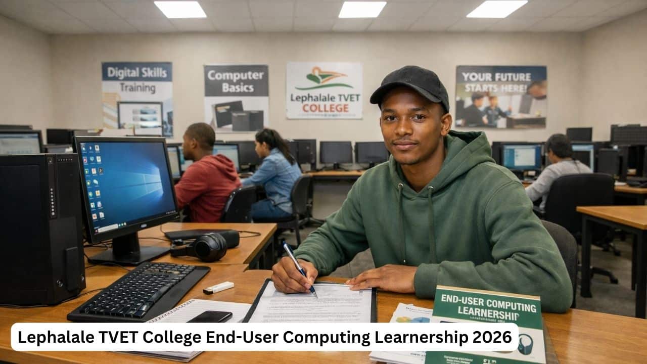 Young South African learner preparing documents for the Lephalale TVET College End-User Computing Learnership 2026