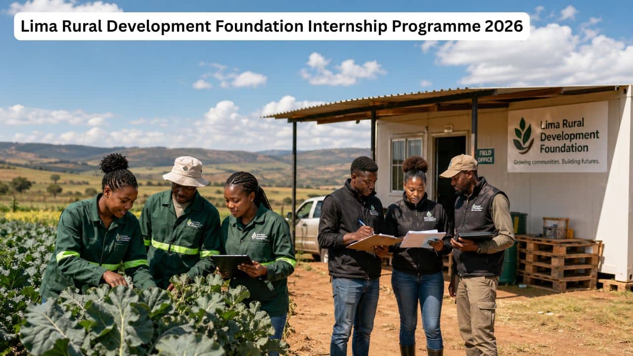 Young South African interns gaining practical agricultural and logistics experience through the Lima Rural Development Foundation Internship Programme.