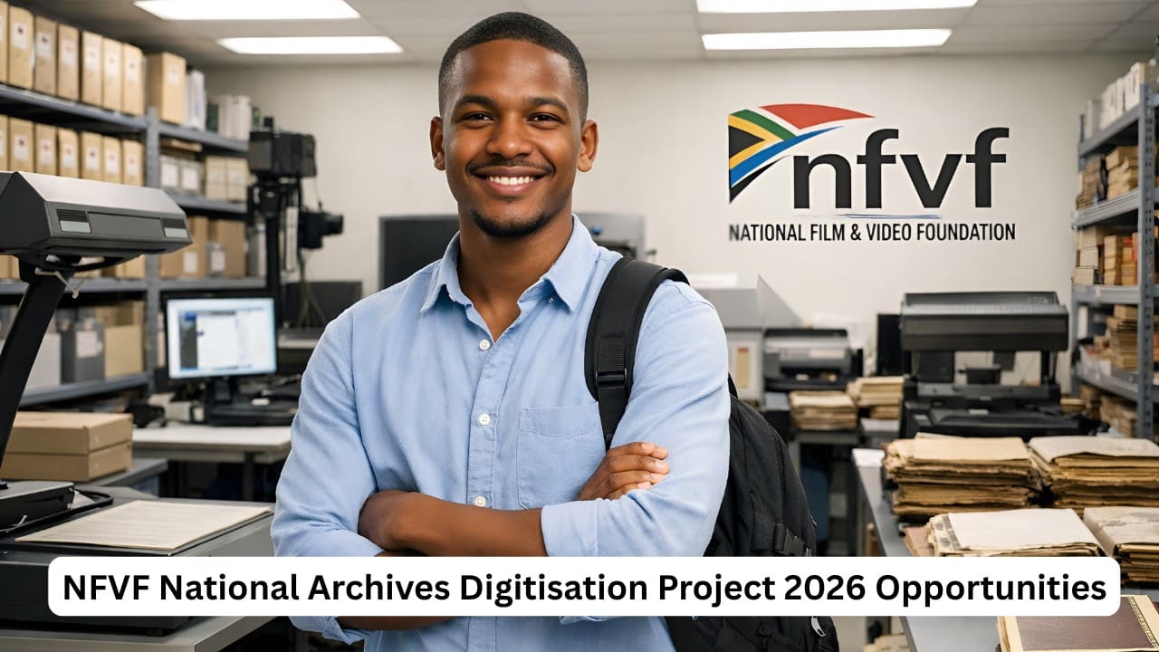 Young South African applicant in a national archives digitisation workspace in Pretoria