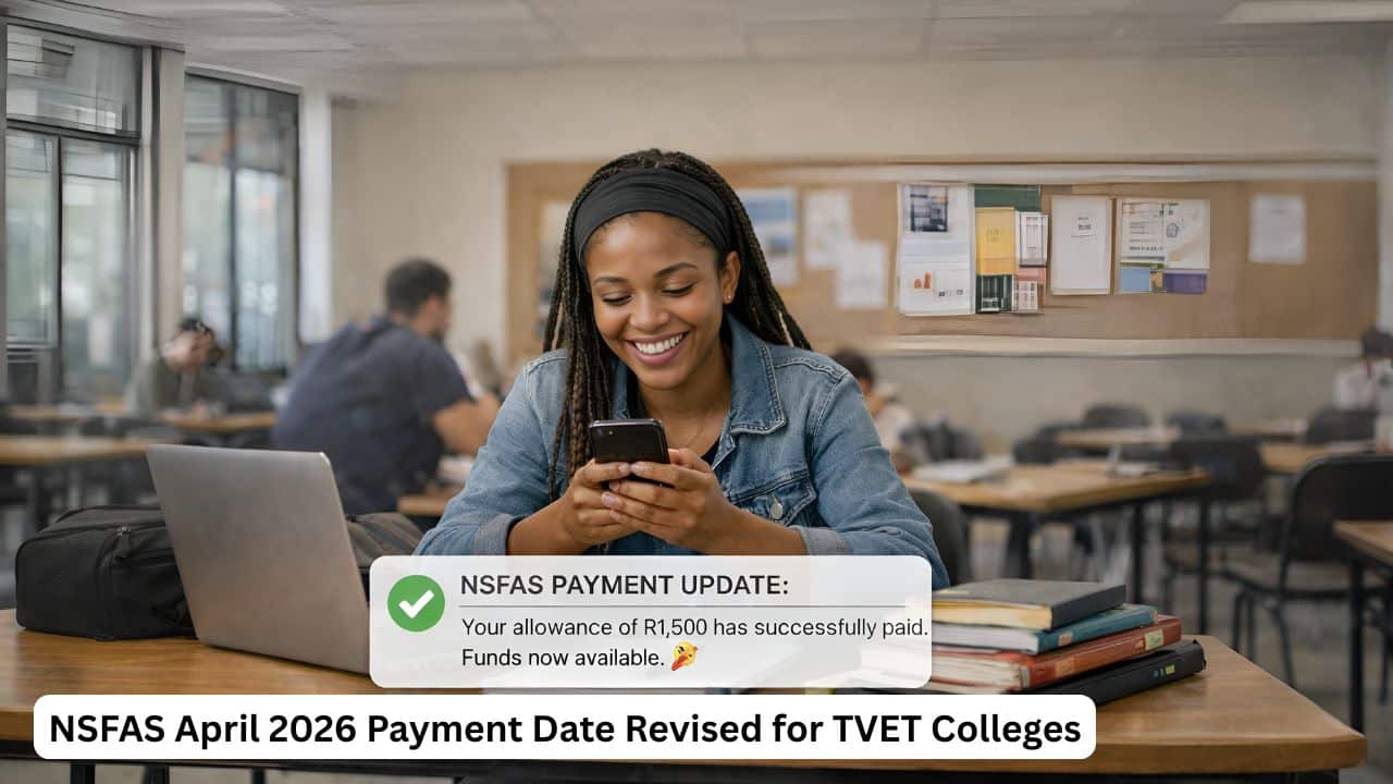 NSFAS revised April 2026 payment date for TVET College students