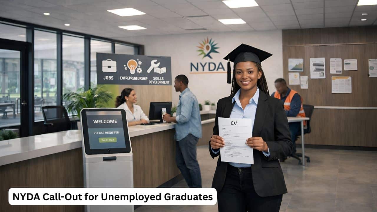 Young South African graduate registering for NYDA opportunities support