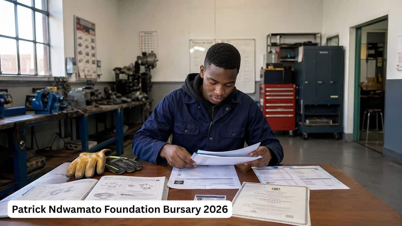 South African TVET student preparing application documents for the Patrick Ndwamato Foundation Bursary 2026
