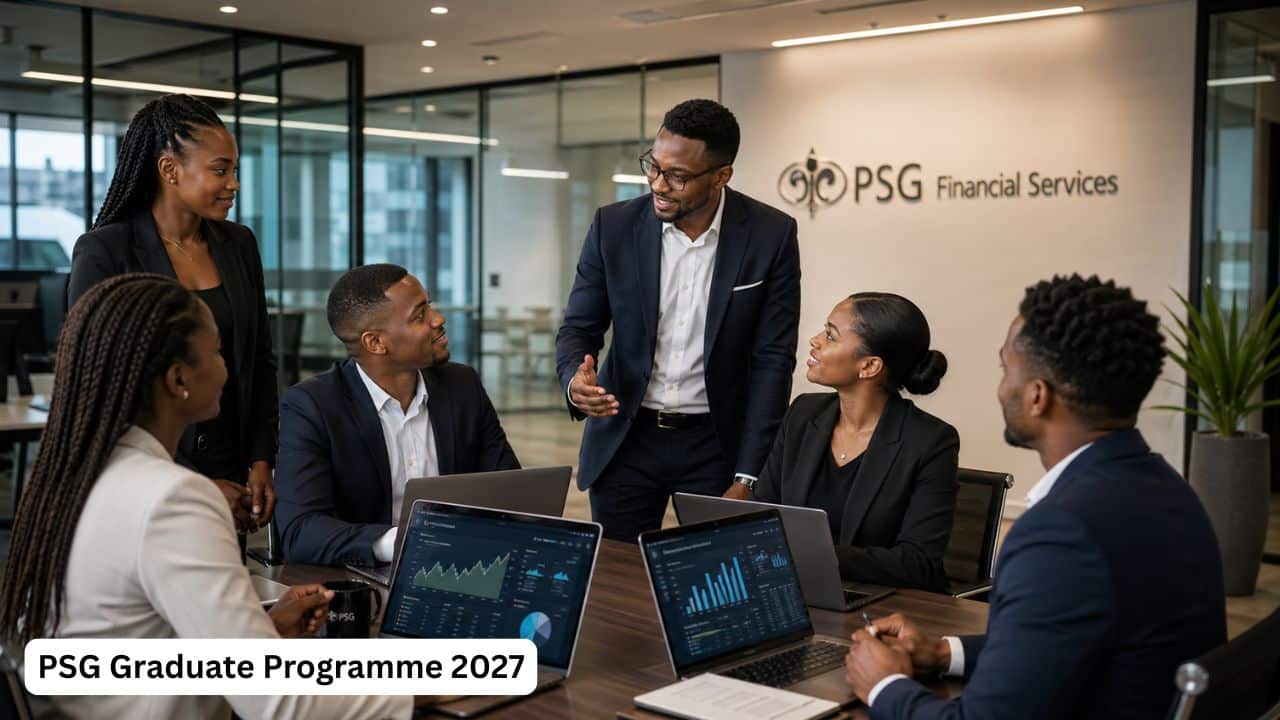 Young South African graduates participating in a PSG Financial Services graduate training programme.