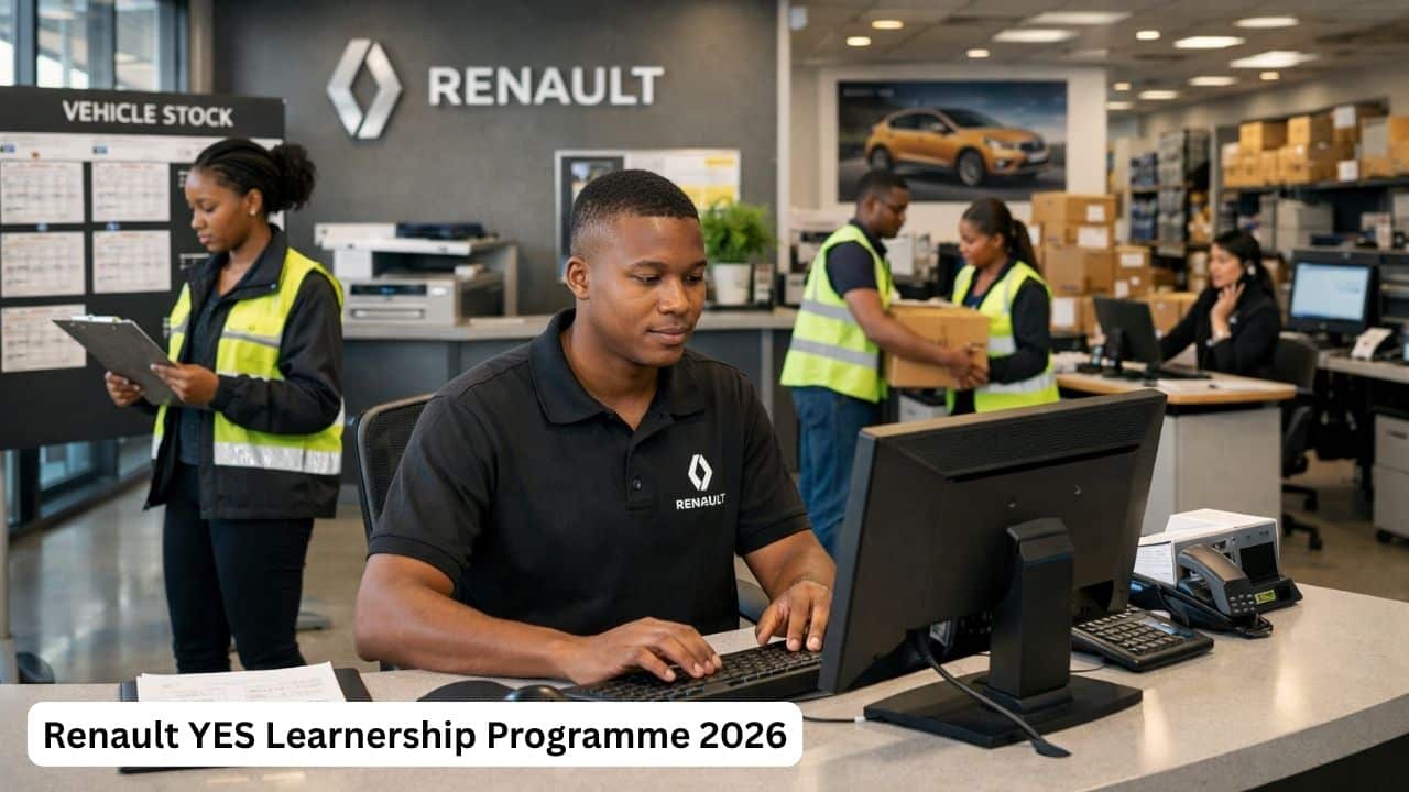 Young South African trainees gaining workplace experience in a Renault automotive business environment