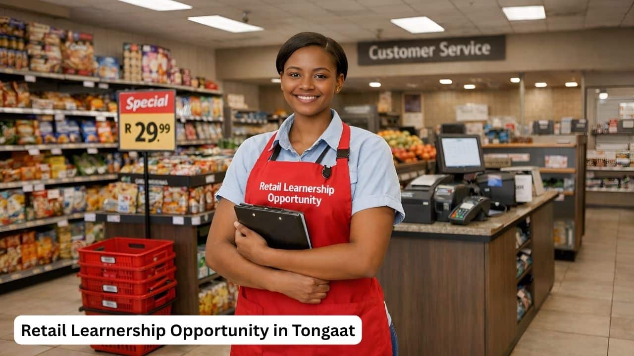 Retail learnership candidate standing in a store environment in Tongaat