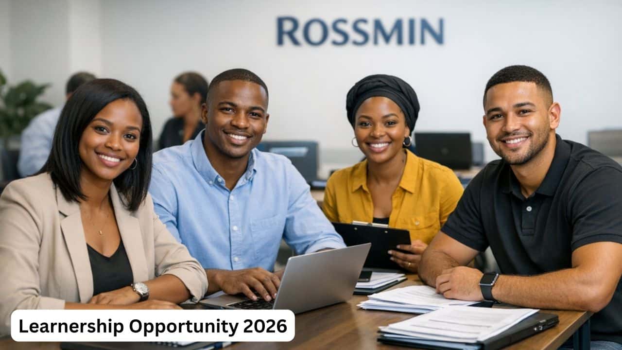Young South African adults in a professional office setting for the ROSSMIN learnership opportunity 2026